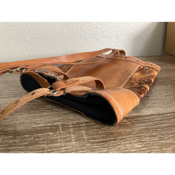 Vintage Boho Hand Tooled Leather Backpack Brown Floral Mexican Artisan Bag - Picture 11 of 13